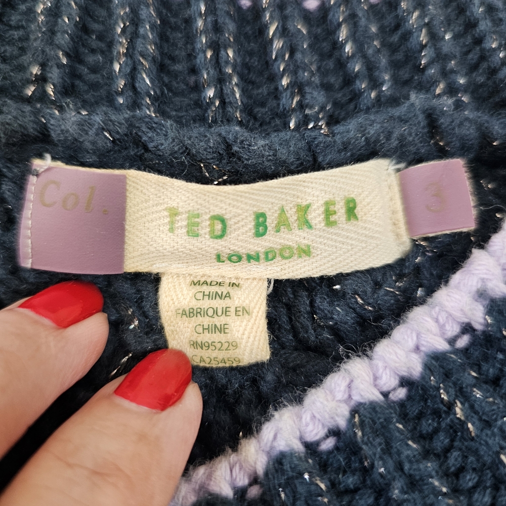 Ted Baker Dark Teal Cable Knit Crewneck Sweater - Picture 6 of 13